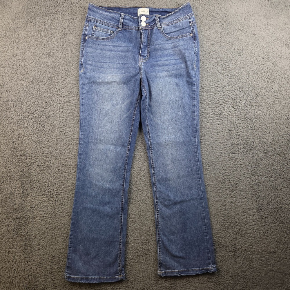Angels Jeans Women's 10/30 Blue Denim Pants Whiskered Stretch Bootcut